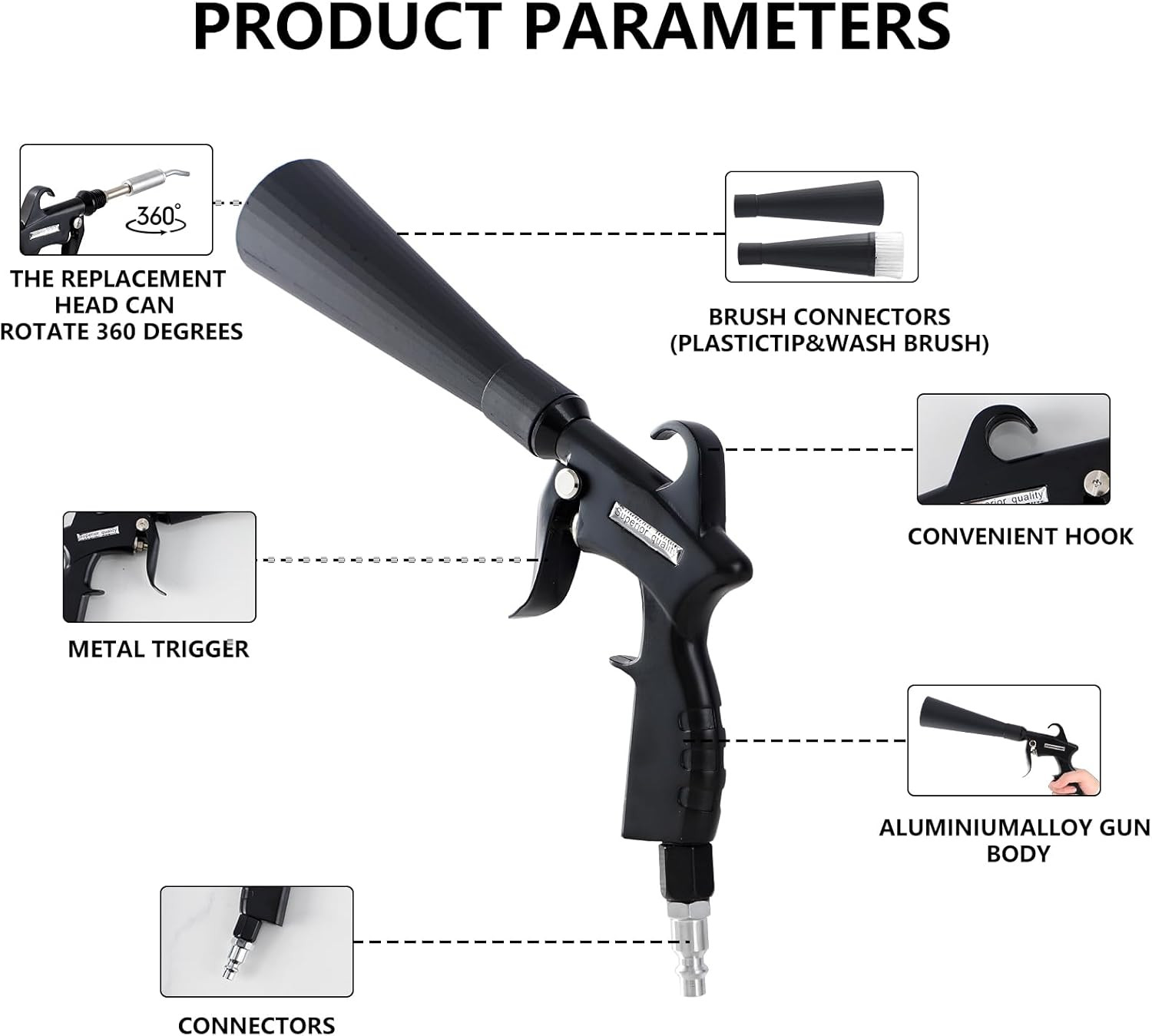 Tornado Detailing Car Cleaning Gun with Metal Nozzle | Interior Drying Air Gun |
