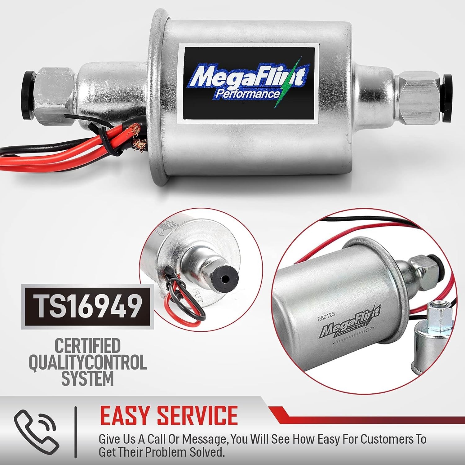 Electric Inline Fuel Pump Low Pressure for Carburetor Universal 5-9 psi 12 volt