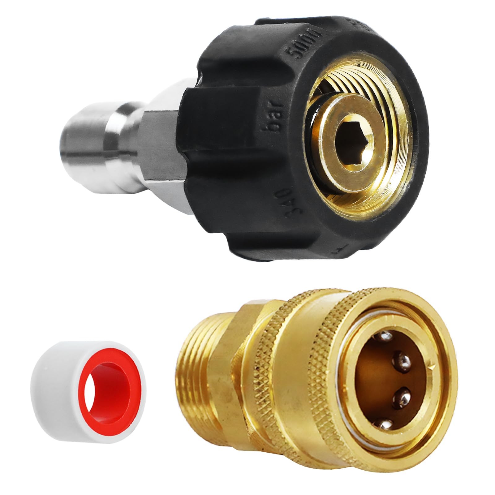 Pressure Washer Quick Connect Hose Fitting Adapter Kit 3/8″ Inch x M2215mm