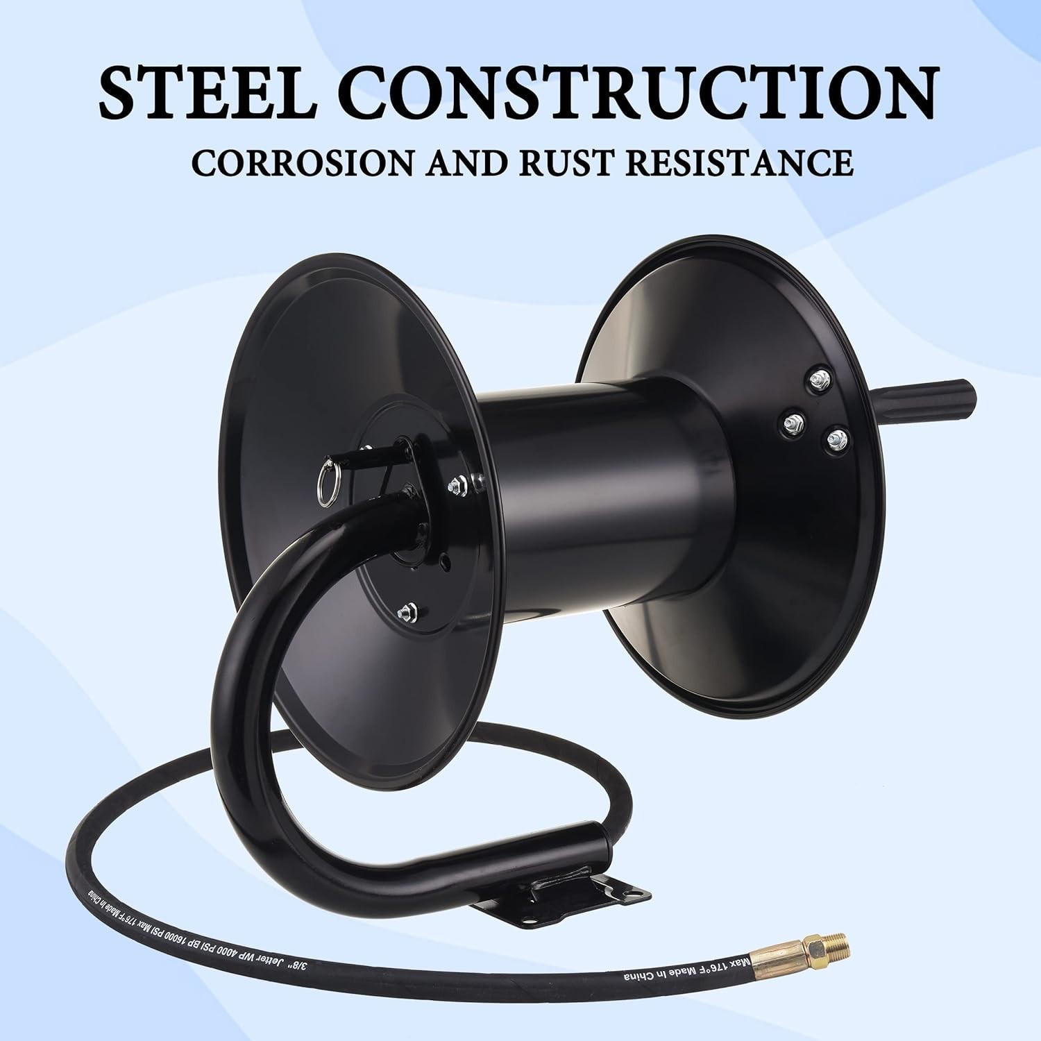 Manual Crank Pressure Washer Hose Reel 150ft – Durable and Rust-Resistant Design