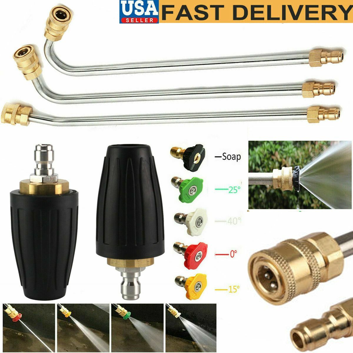 1/4″ Quick High Pressure Washer Gutter Cleaner Rod/Nozzle For Lance/Wand New