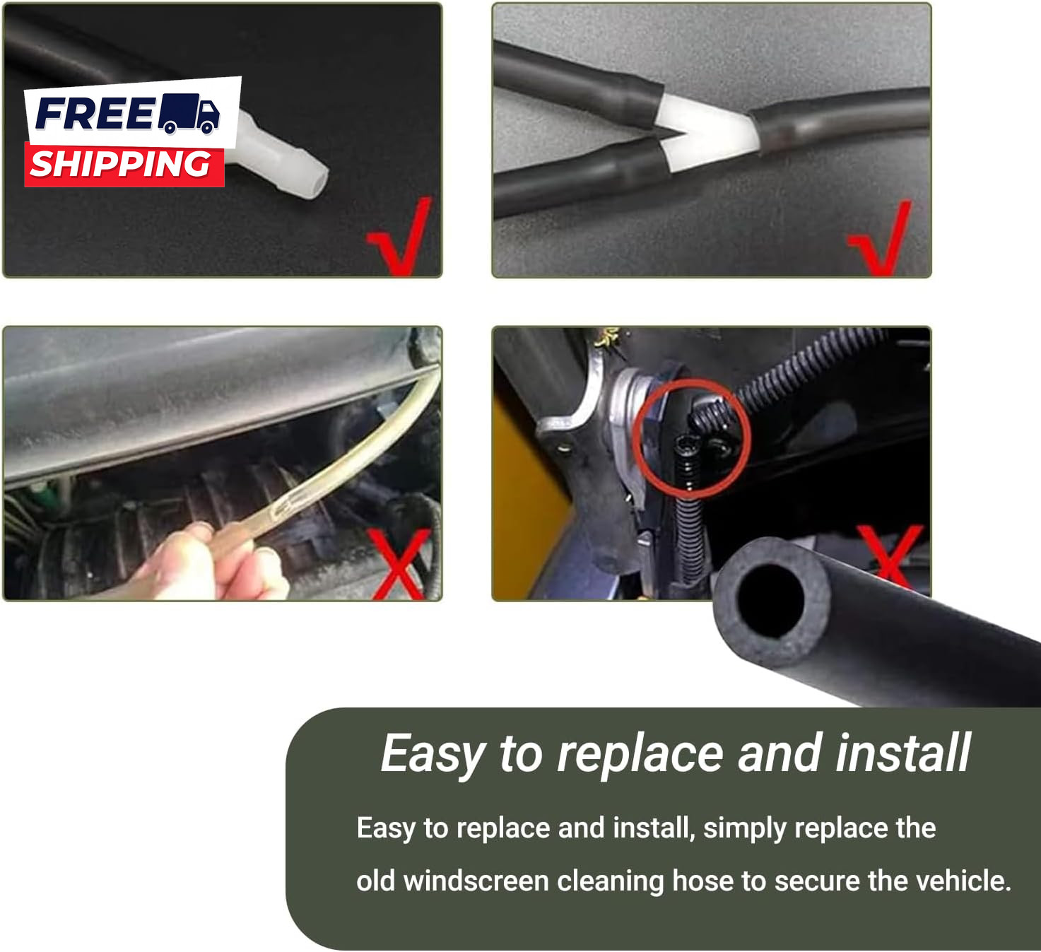 Windshield Washer Hose Kit 5M Washer Fluid Hose with 12 Pcs Connectors 2 Fan No