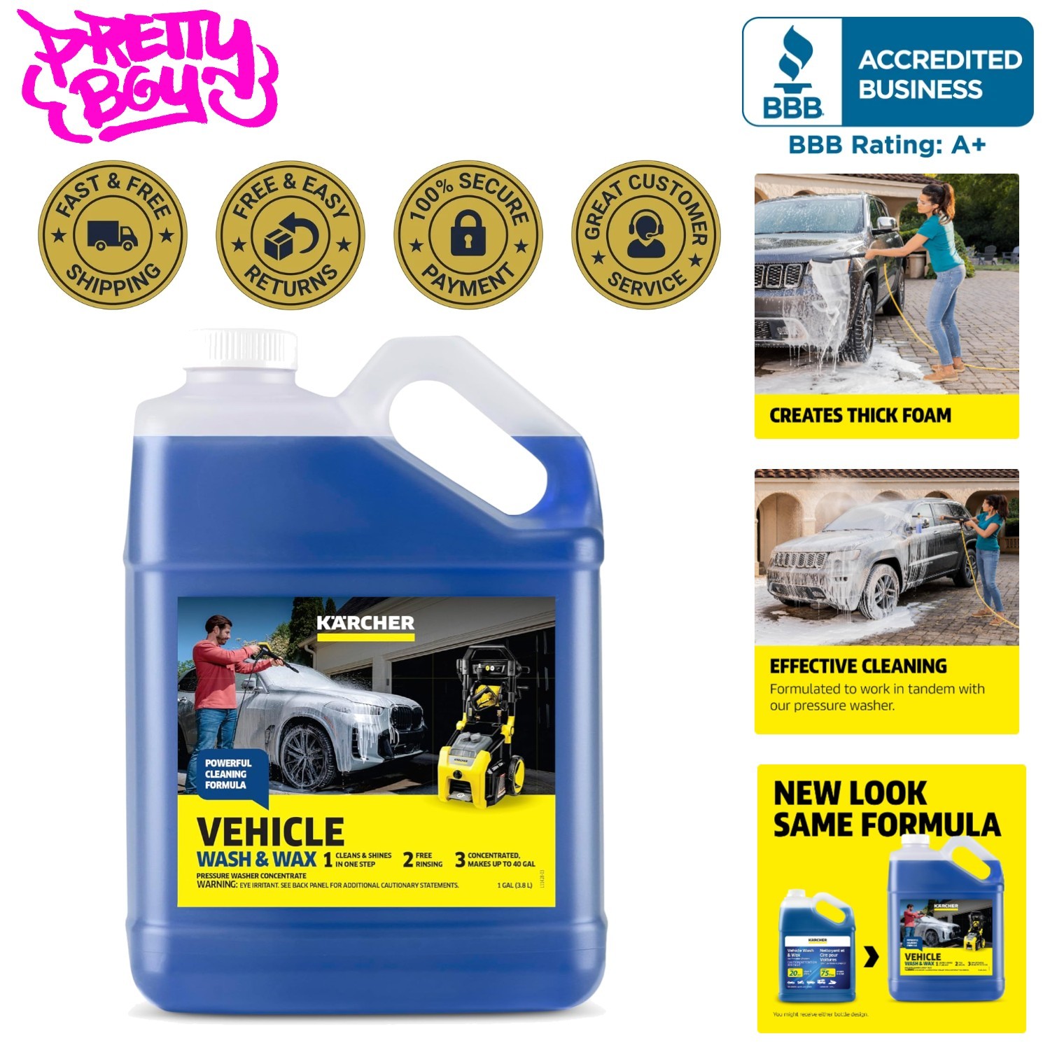 Pressure Washer Compatible Car Wash & Wax – 128 Fl Oz of Fresh Cleaning Power