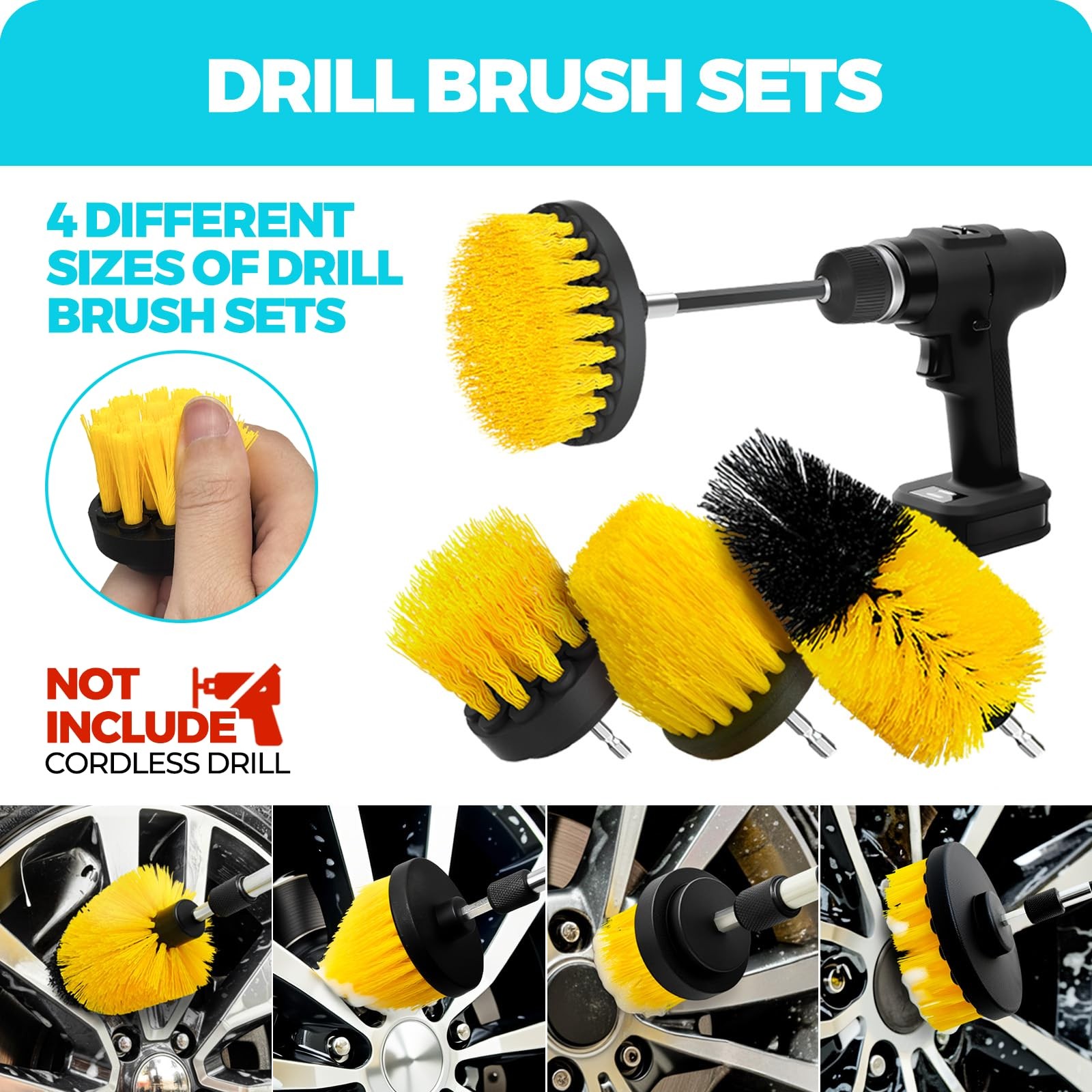 ALFLOD 30Pcs Car Detailing Kit, Brush Set, Wash Yellow