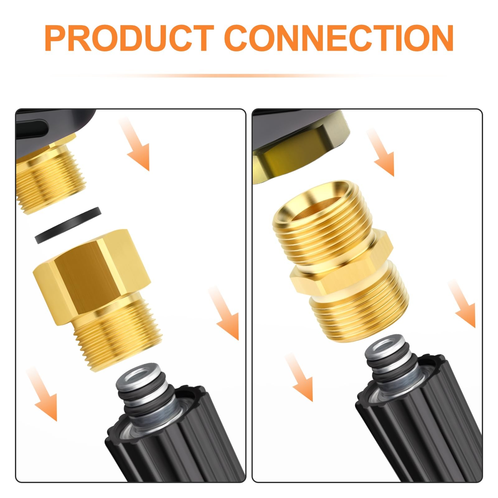 4 PCS Brass M22 Pressure Washer Fitting 14mm Male Female Hose Connector