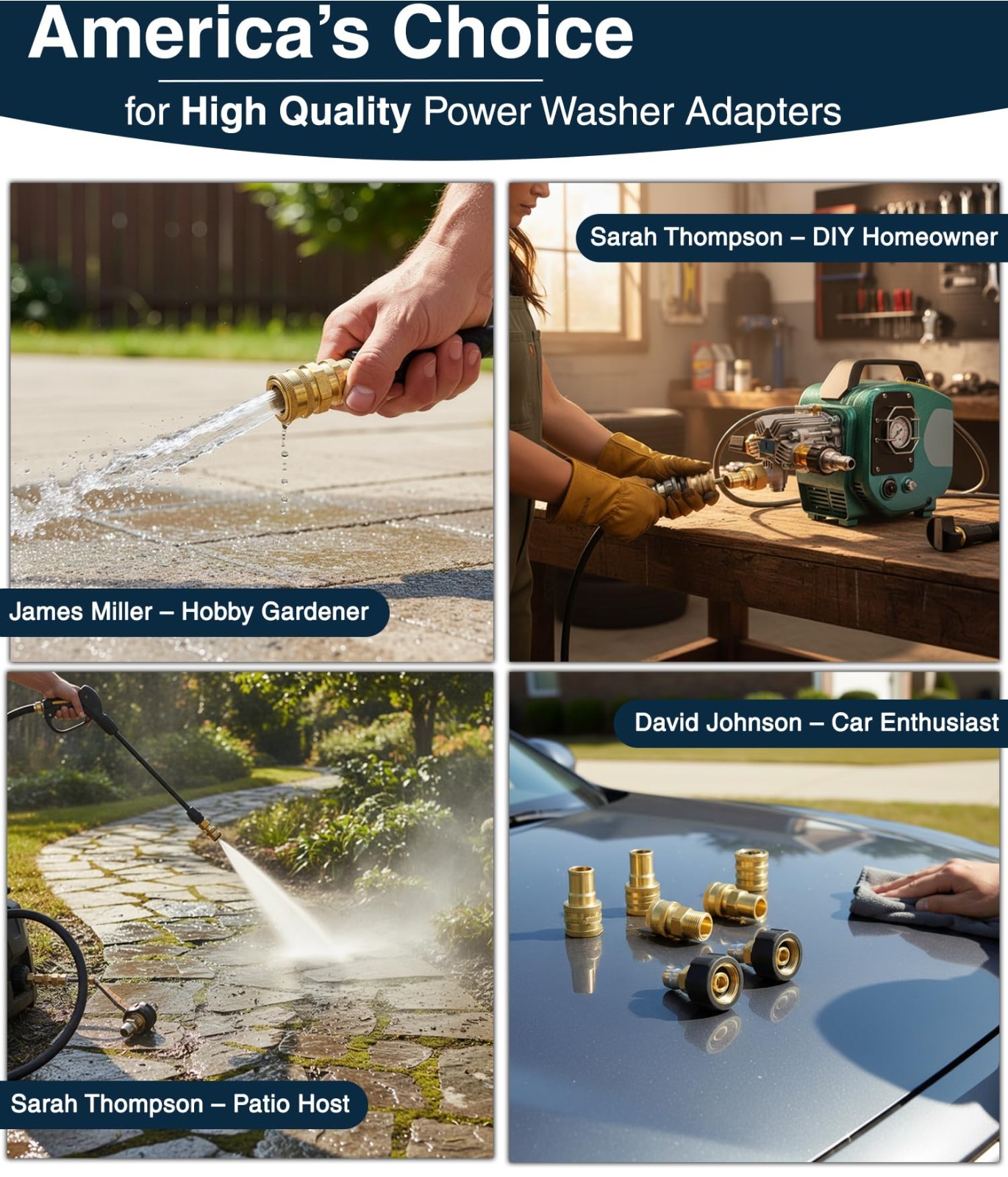 Pressure Washer Quick Connect Kit – M22 Brass Adapter Set, Swivel to 3/8″ Discon