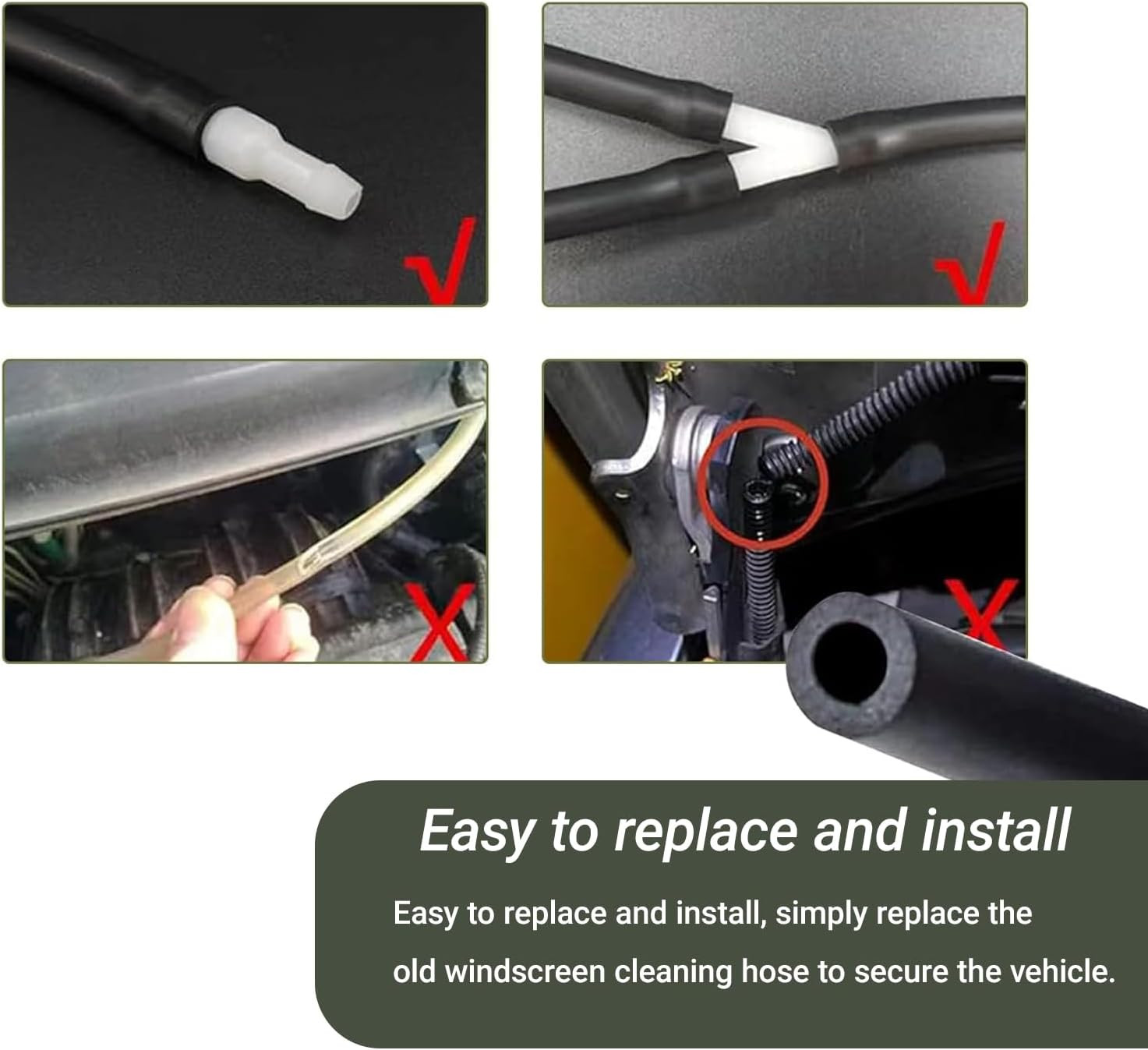 Windshield Washer Hose Kit 5M Fluid Tubing with Connectors Nozzles Set