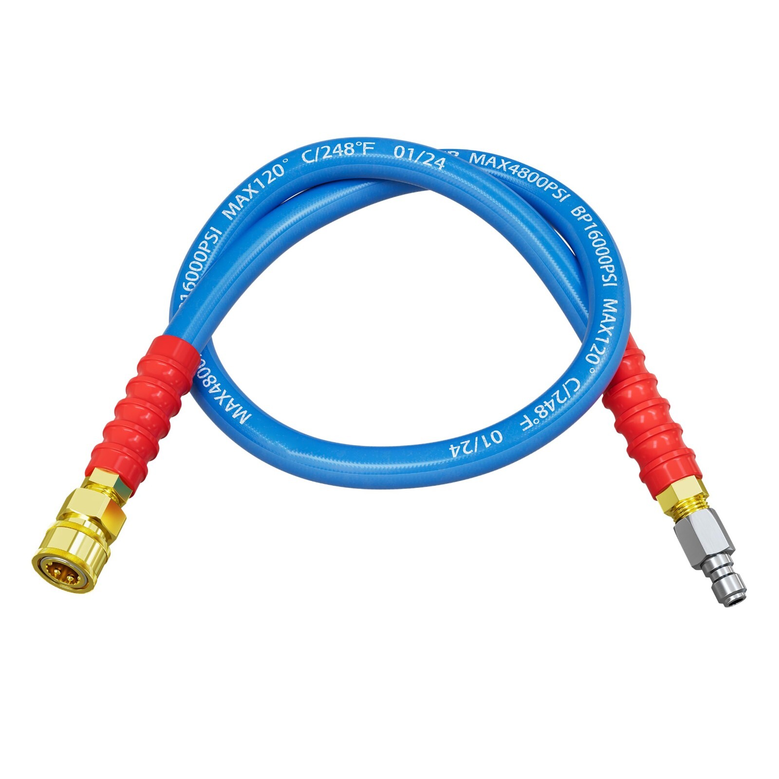 3/8″ 4800 psi Hot Water Rubber Pressure Washer Hose 30 ft 248℉ Extension Cable