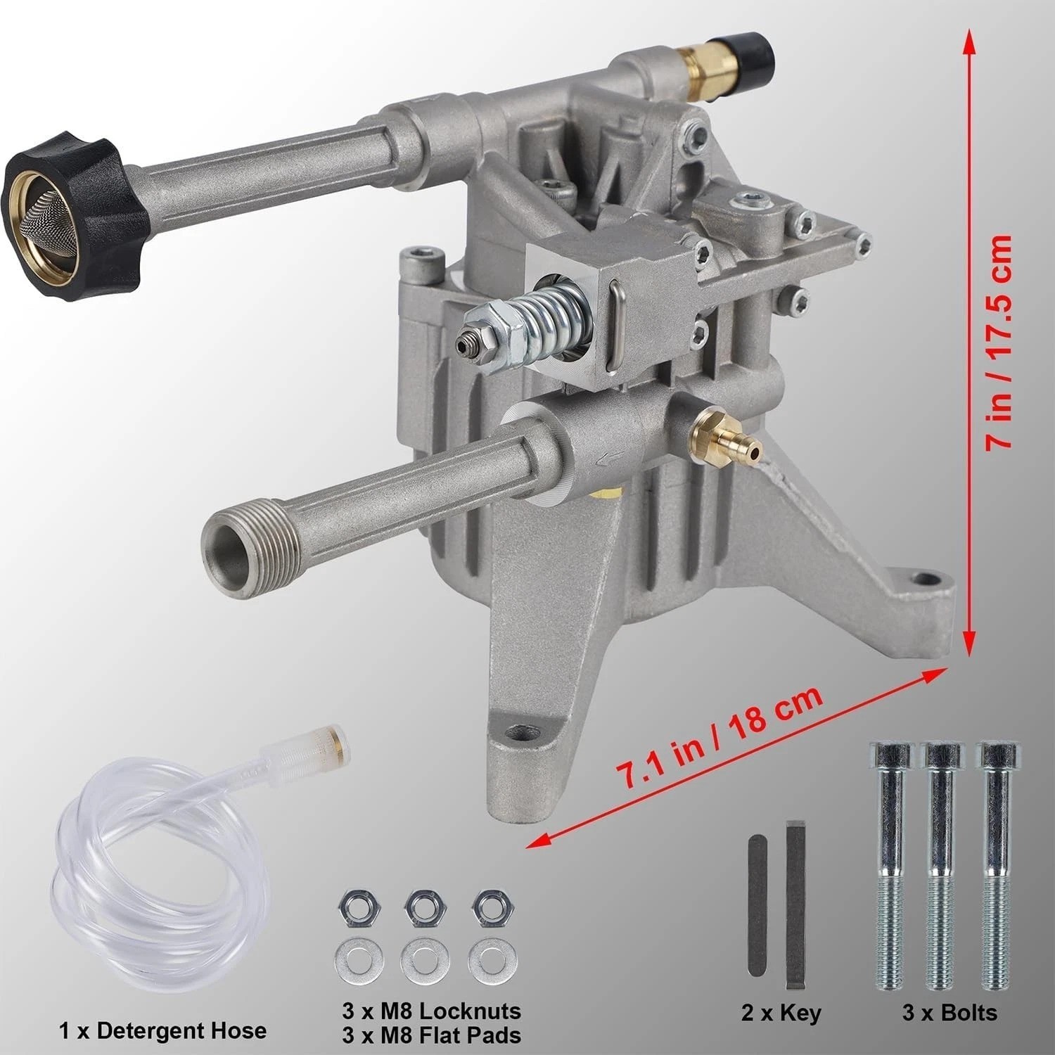 Replacement Pressure Washer Pump, 3400 PSI Max, 2.5 GPM, Built-in Thermal Valve