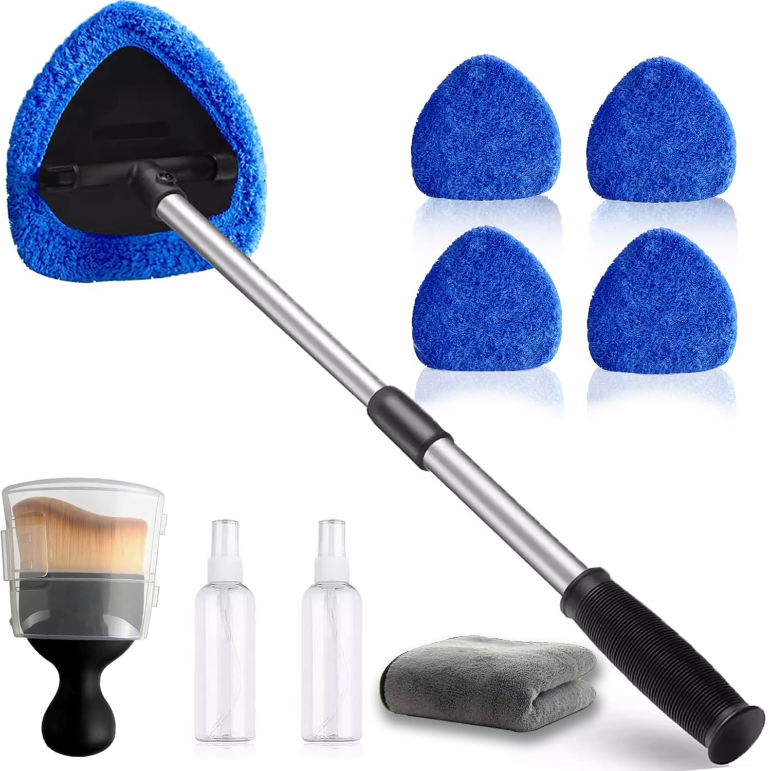 Car Windshield Cleaning Tools, Expandable Window Cleaner kit with 4 blue