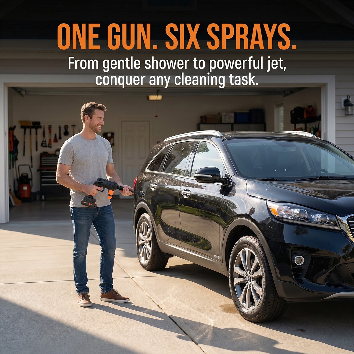 6-in-1 Cordless Electric High Pressure Washer Spray Gun Car Wash Patio Cleaning