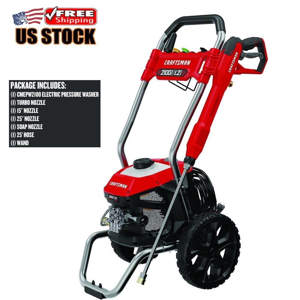 Electric Pressure Washer 2100 PSI 1.2 GPM Soap Tank Storage Hose Cord CETA Cert.