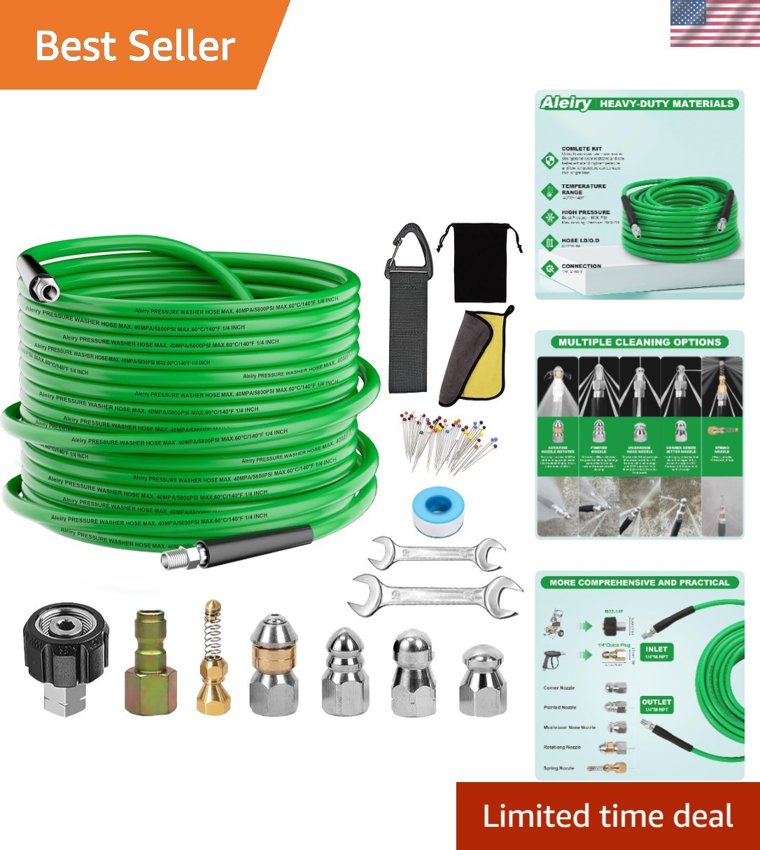 High-Pressure Sewer Jetter Kit with 50FT Hose – Ultimate Drain Cleaning Solution