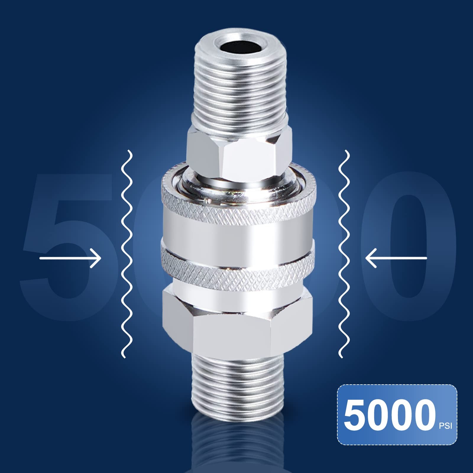 Stainless Steel Male Quick Connector Kit 2 Sets NPT 3/8 Inch Pressure Washer