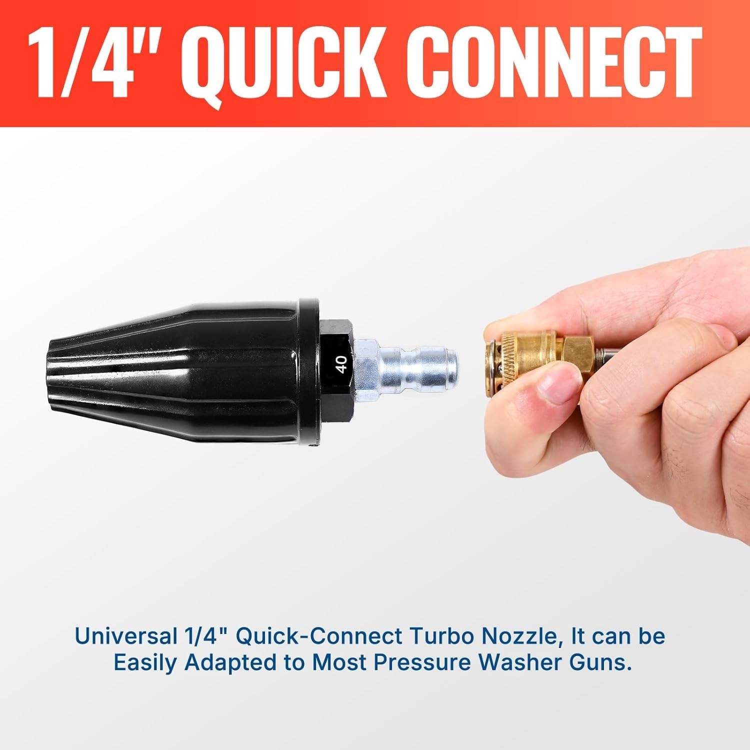 Pressure Washer Turbo Nozzle 360° Rotating Spray 3000 PSI 4.0 GPM Quick Connect