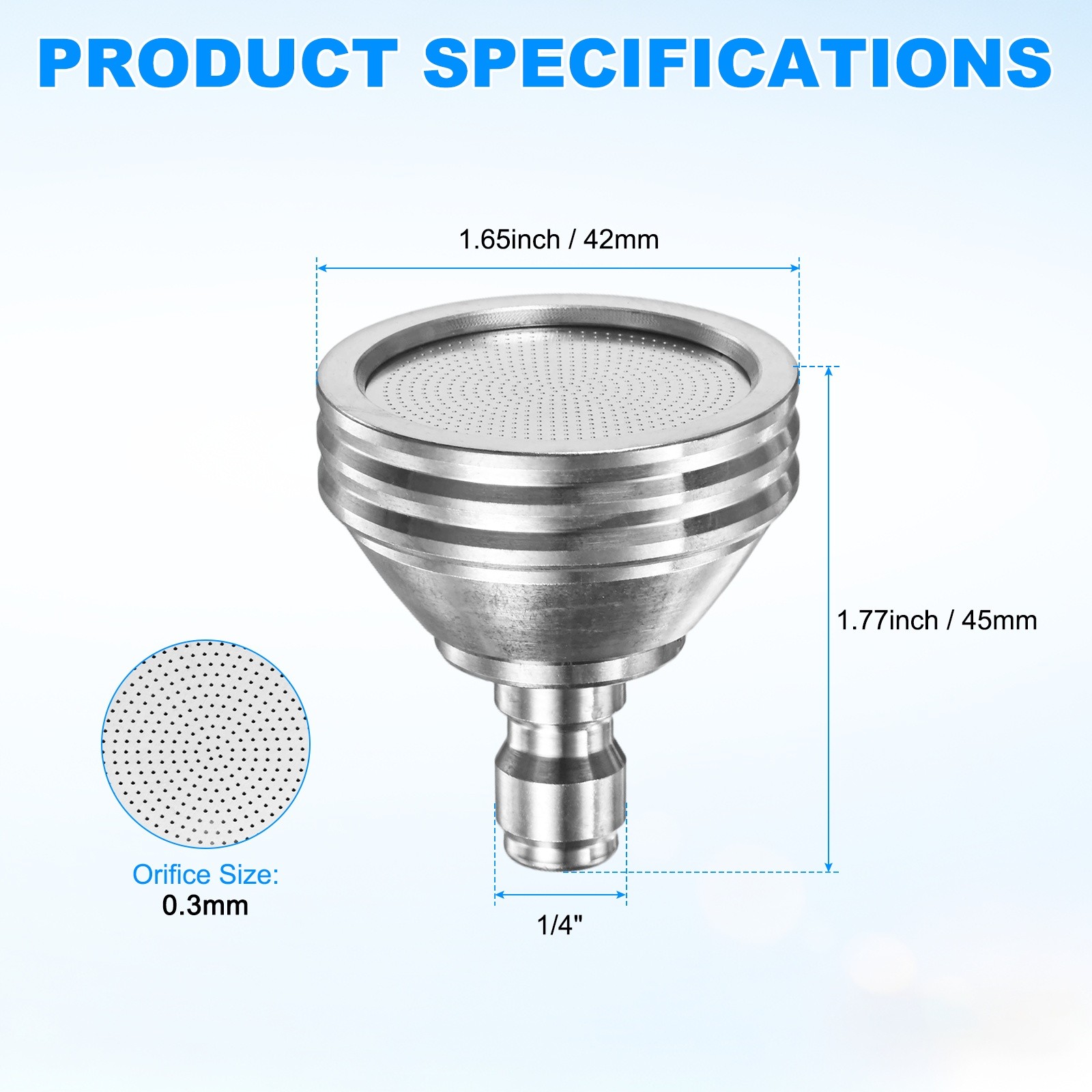1-Pack Pressure Washer Nozzle Tips for Soft Wash, 0.3mm Soft Rain Head