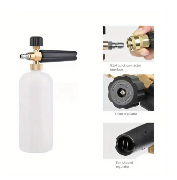 1/4″ Snow Foam Pressure Washer Gun Car Wash Soap Lance Cannon Spray Jet Bottle