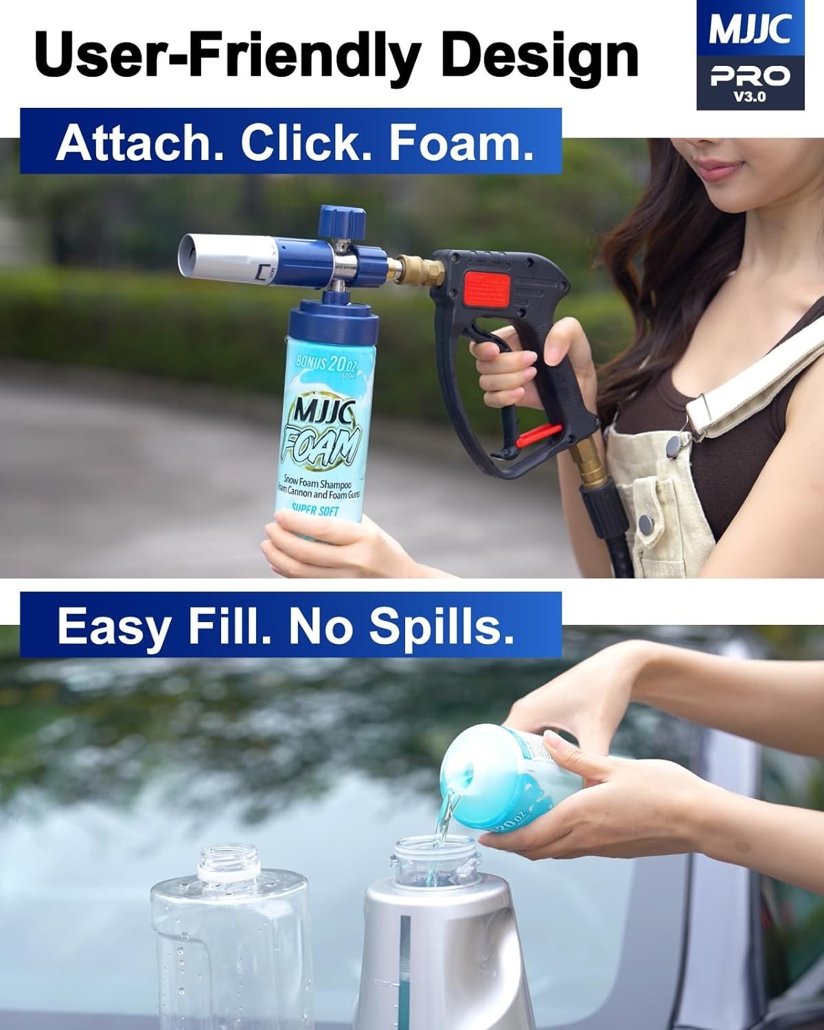 Pro V3.0 Foam Cannon for Pressure Washers 44oz Stainless Steel Professional C…