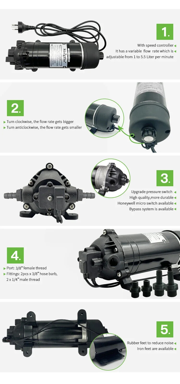 DP-160M 220V Diaphragm Pump AC Reciprocating Self-priming Booster Water Pump
