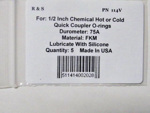5 1/2″ Chemical, HOT or Cold Quick Coupler O-rings / R&S 114V / FKM Material