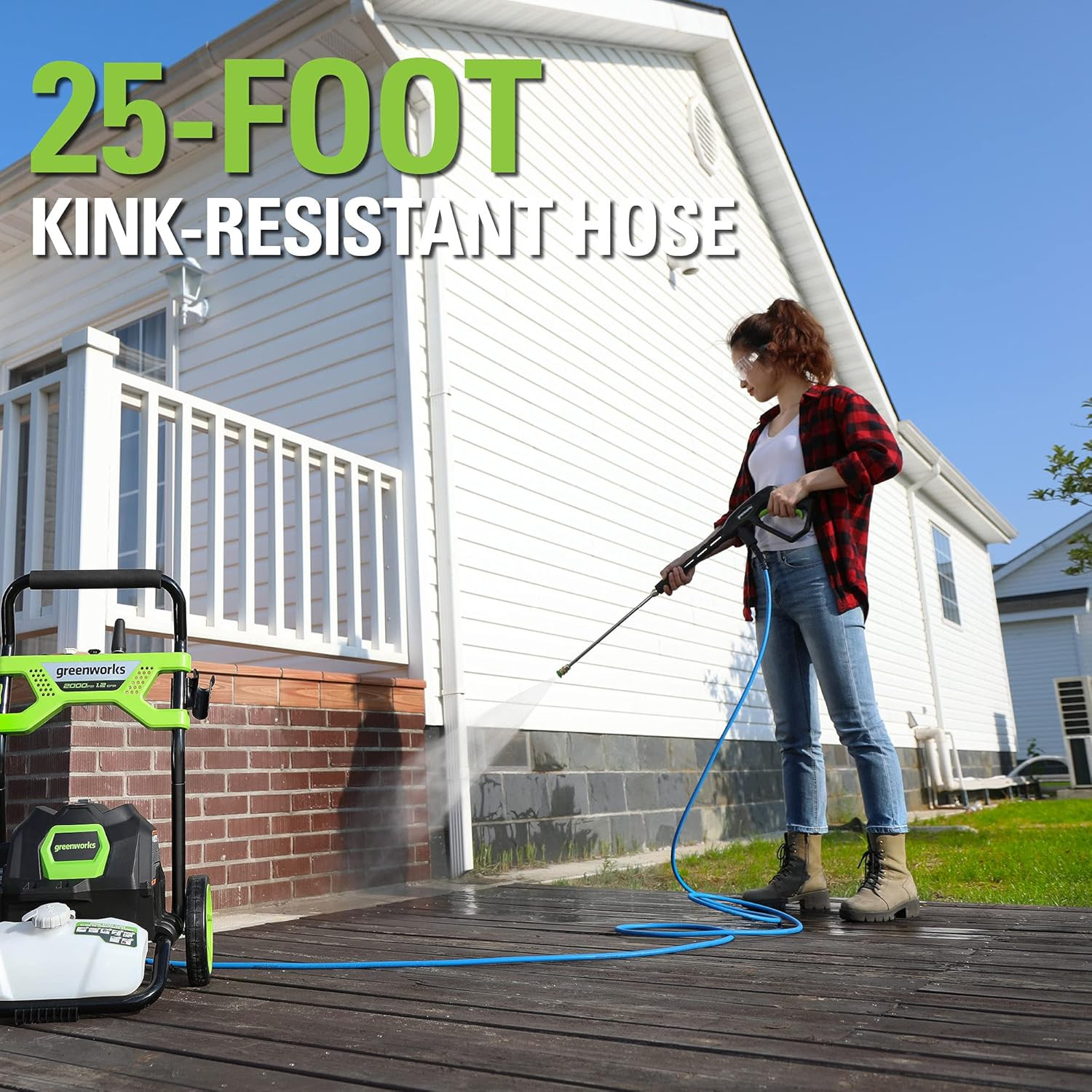 2000 PSI (1.2 GPM) Electric Pressure Washer, Steel Wand, On-Board Soap Tank (25°