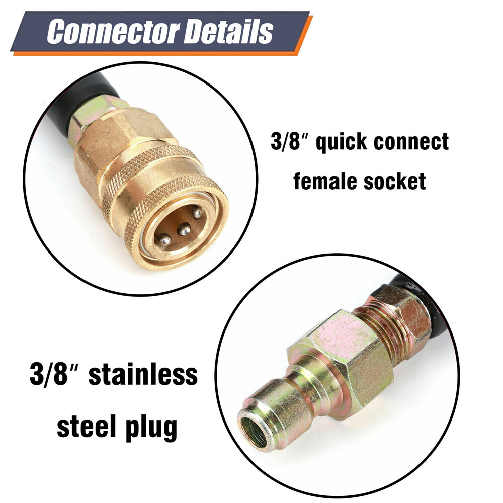 4000 PSI 50 ft / 100 ft 3/8″ Pressure Washer Hose Non-Marking Gray With Couplers