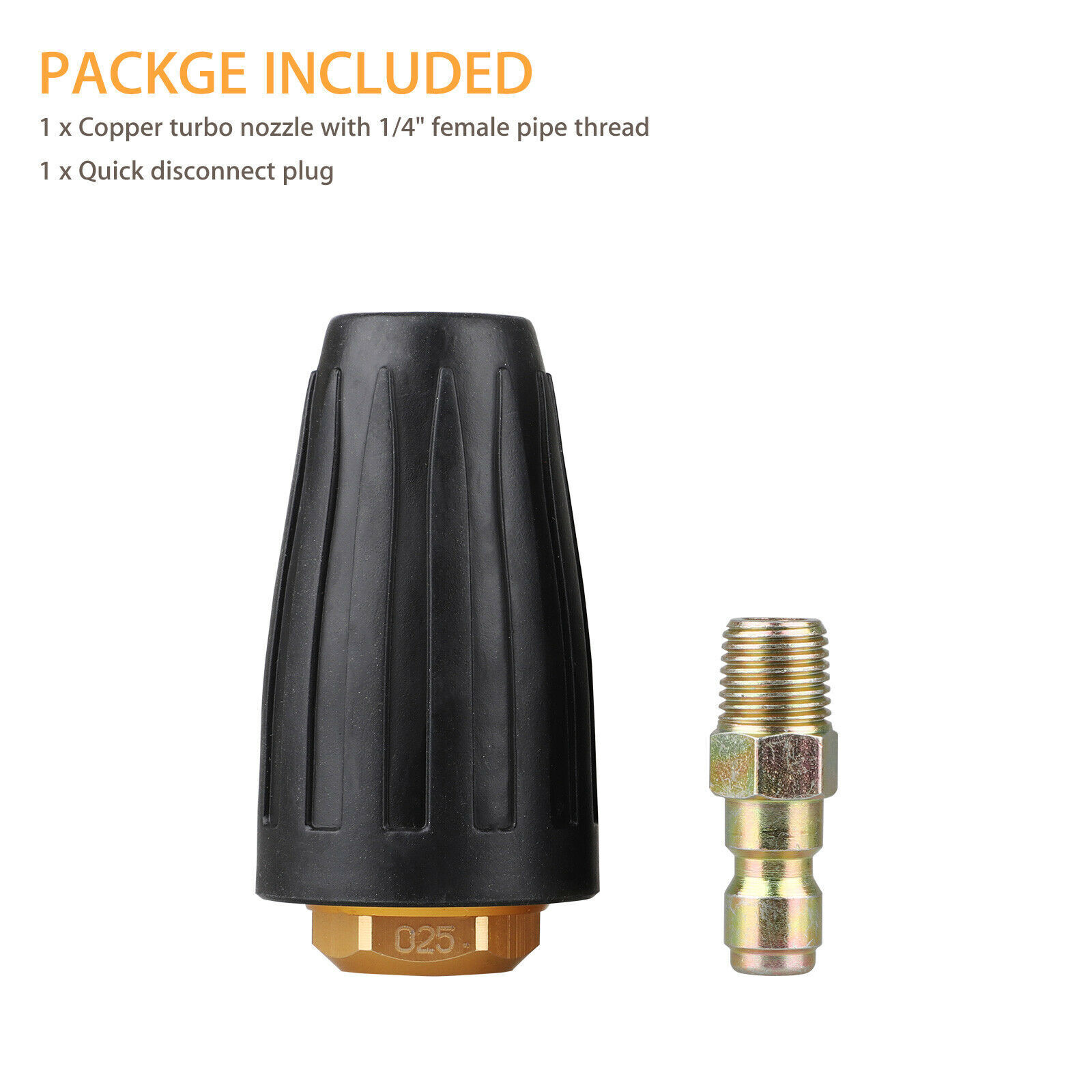 1/4″ High Pressure Pressure Washer 3000 PSI Turbo Spray Nozzle Rotating 4.0 GPM