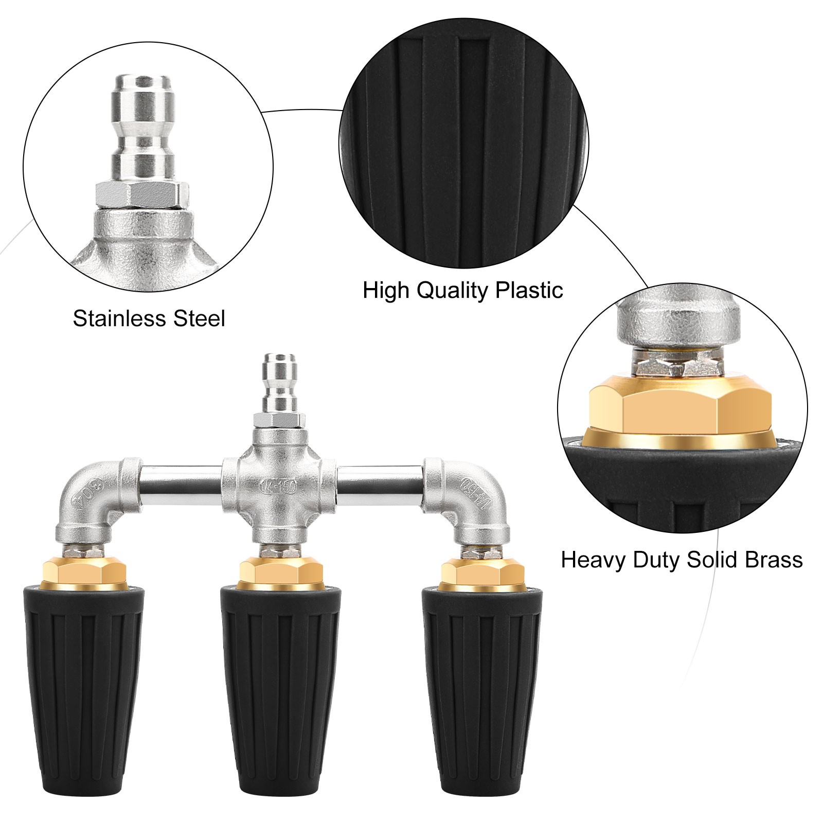 Triple Turbo Nozzle Pressure Washer 360° Rotating 1/4″ Quick Connector 4000 PSI