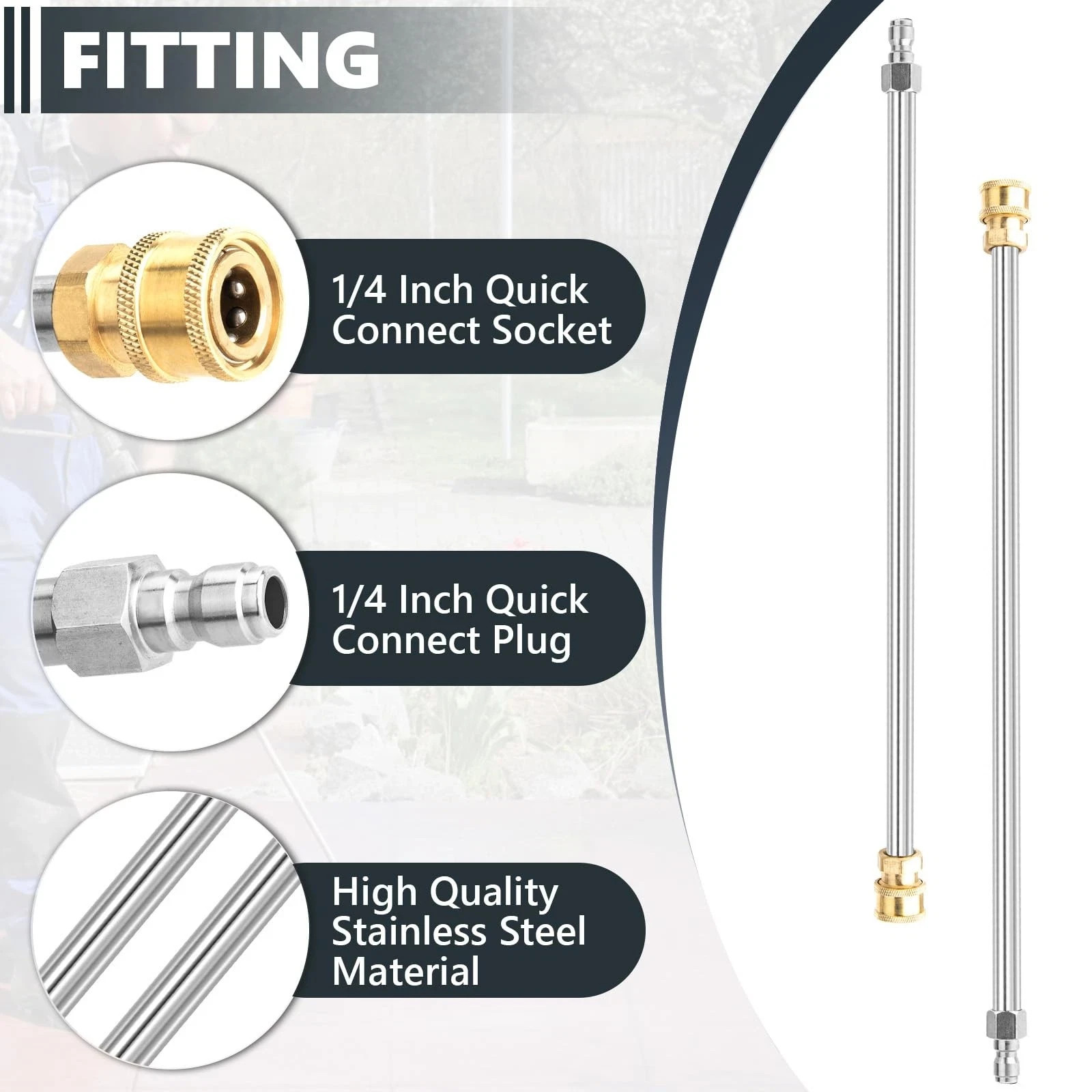Pressure Washer Extension Wand 2 Pack 17 Inch Stainless Steel Heavy Duty Wands