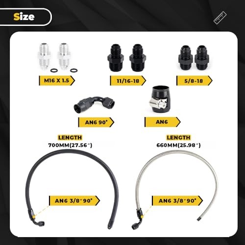 6AN Power Steering Pump Hose Kit 25Inch Compatible with Chevy C10 LS Engine,