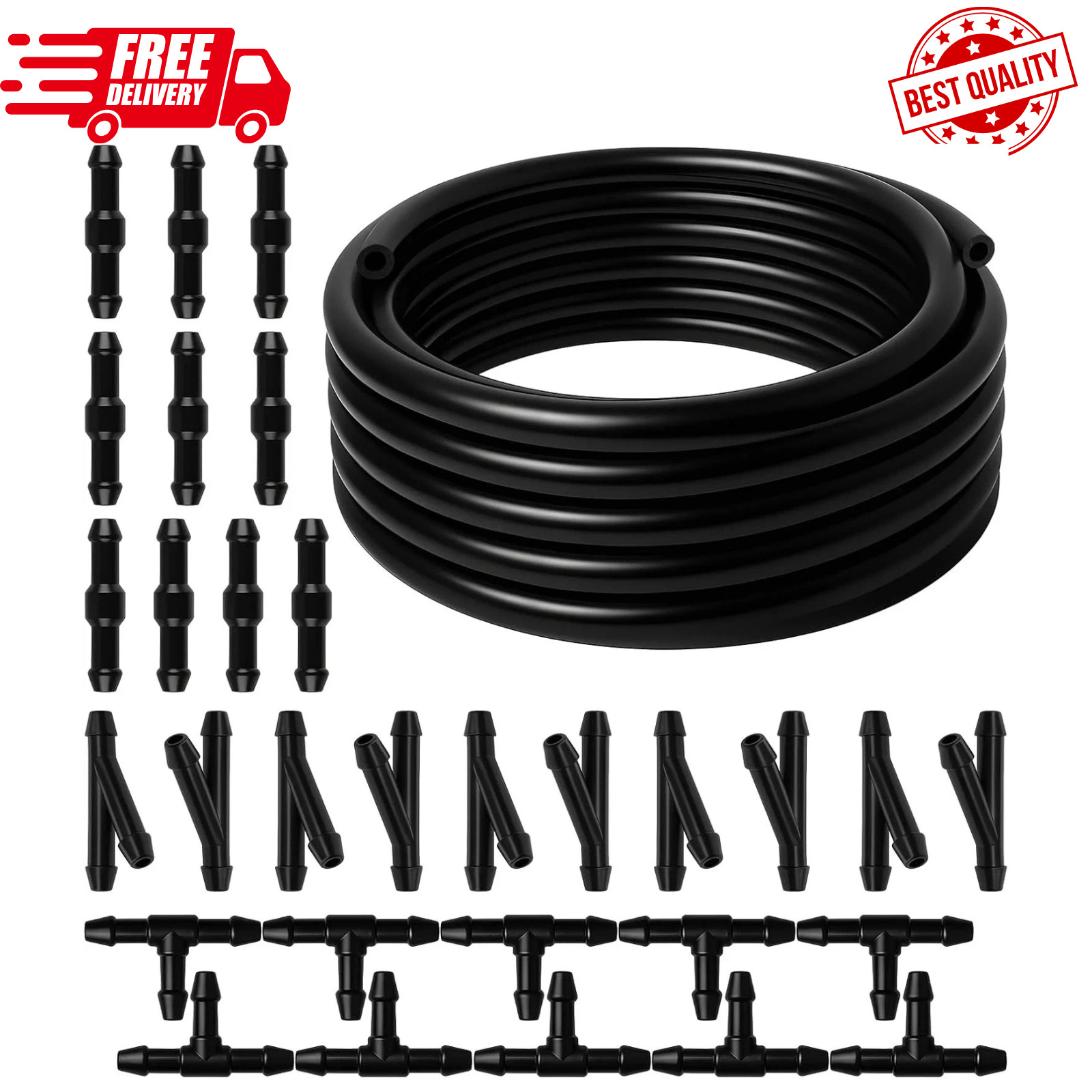 Windshield Washer Hose Kit, 4M Flexible Durable Rubber Washer Fluid Tubing & 30