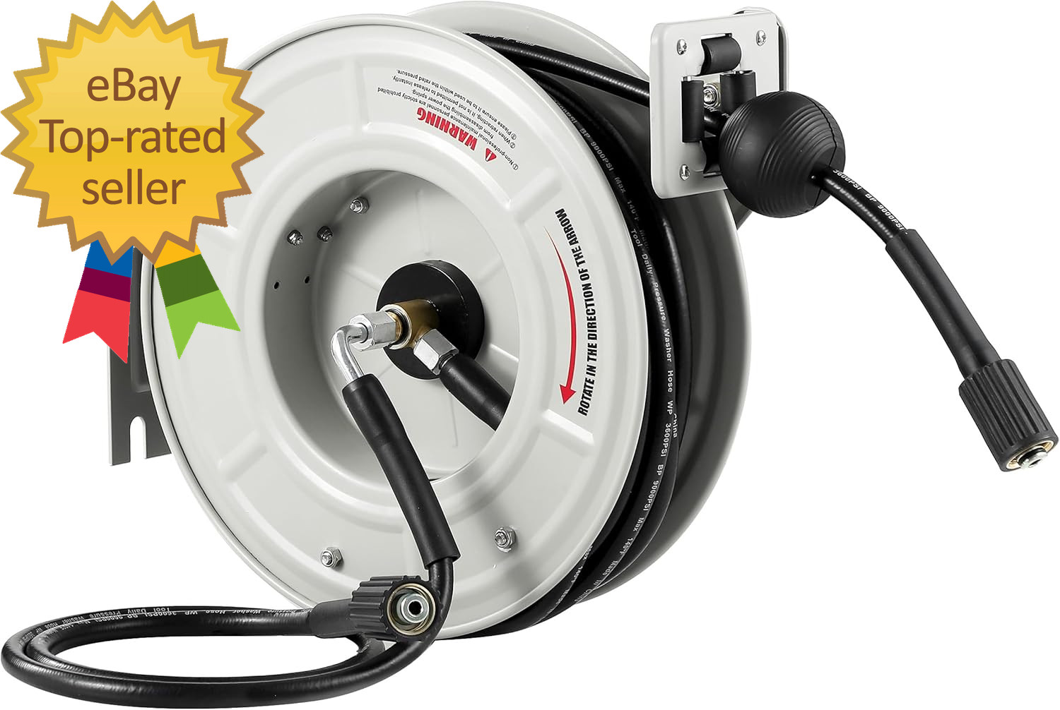 Retractable Pressure Washer Hose Reel 60 FT X 1/4”, Heavy Duty Power Washer Hose