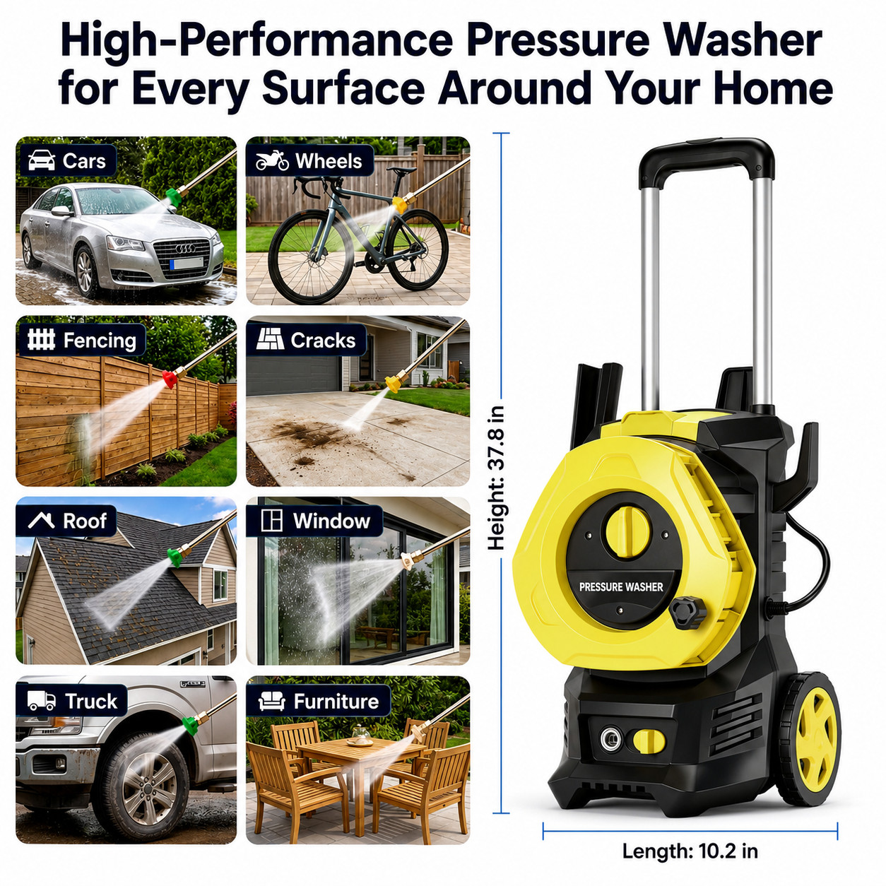 4800 PSI 3.6GPM NEW Upgraded Electric Pressure Washer, Home & Outdoor Cleaning