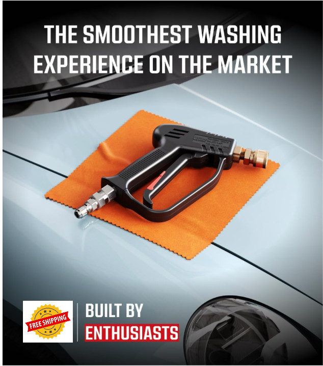 Short Pressure Washer Gun with Swivel, 3/8″ Plug & 1/4” Quick Connector
