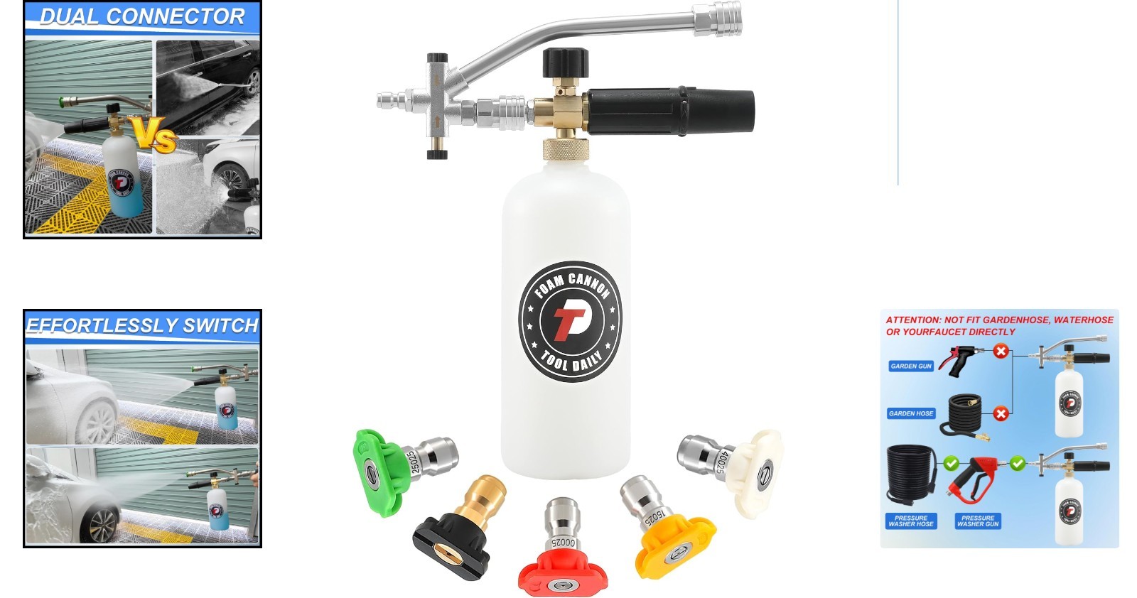 Efficient 1 Liter Foam Cannon with Dual Connector & 3000 PSI Pressure Capability