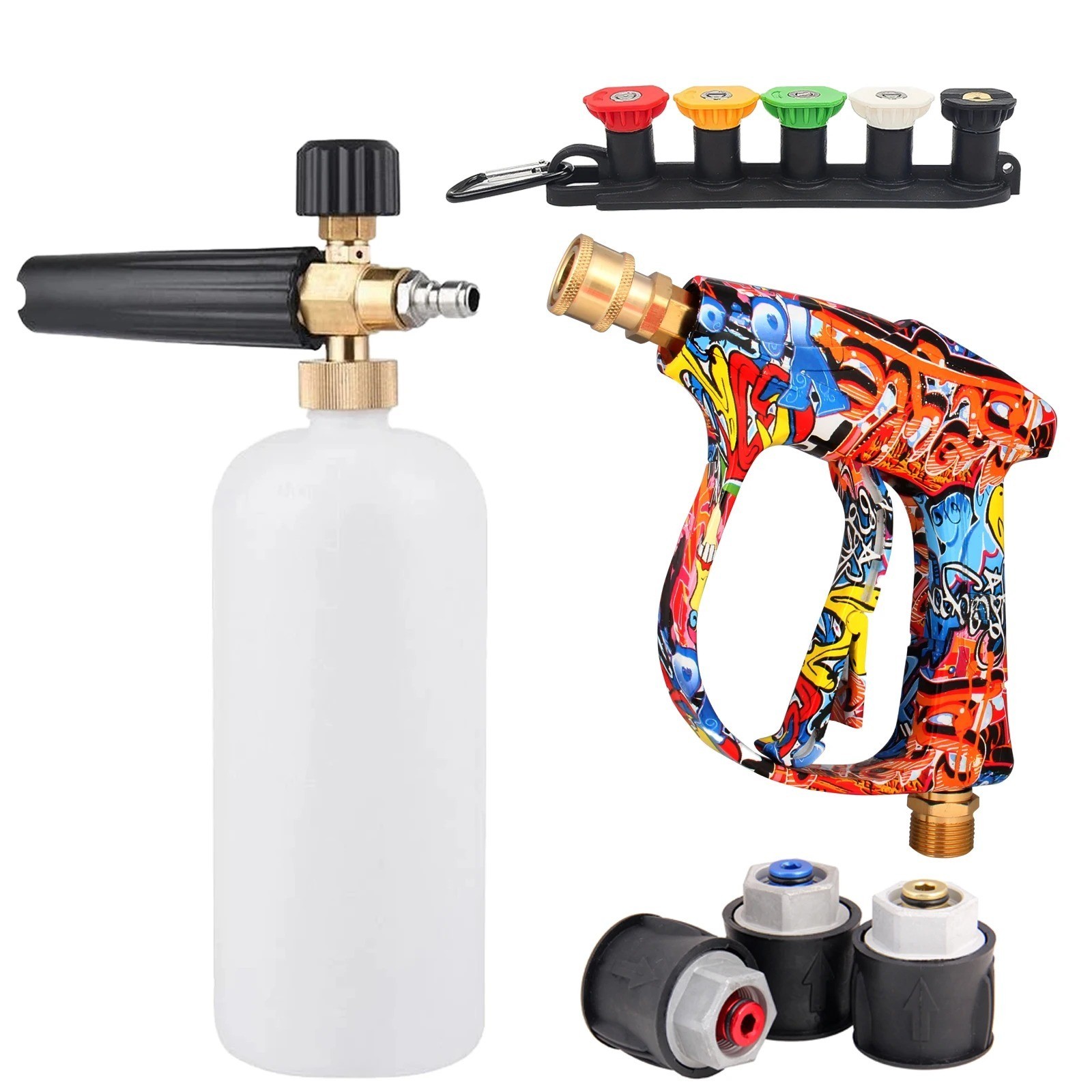 4350PSI High Pressure Water Gun with Graffiti Design, 1L Foam Cannon & 1/4″ Quic