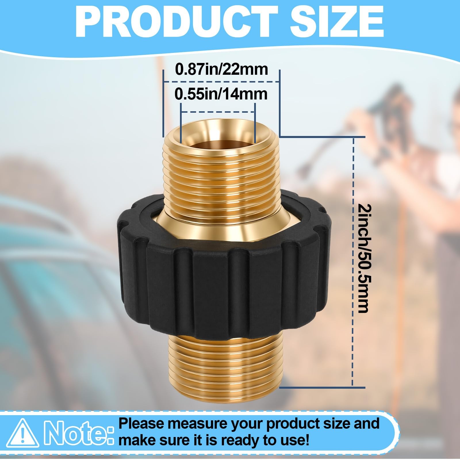 M22 14 mm Male Thread to M22 14mm Male Fitting Pressure Washer Hose Couple