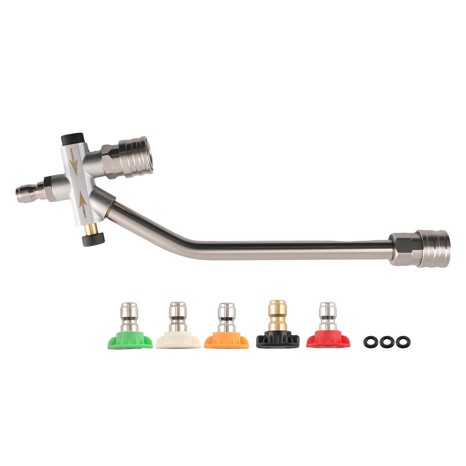 Pressure Washer Foam Lance Dual Use & 5 Spray Nozzles 4000 PSI 1/4″ Stainless