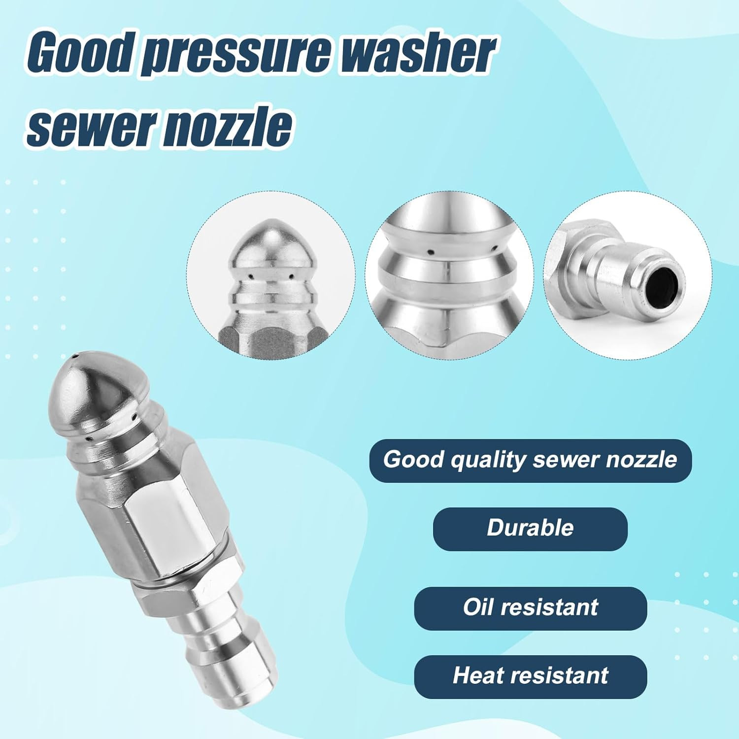 8pcs Sewer Jetter Nozzle Kit with 1/4″ NPT Quick Connectors & Tape, Stainless…