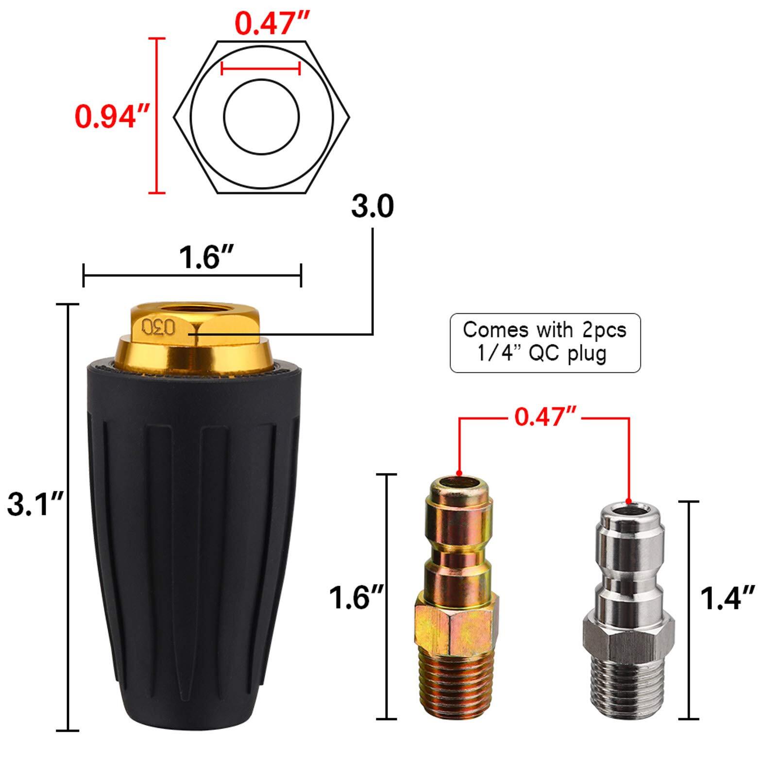 Pressure Washer Rotating Turbo Nozzle for Car House w/ 5 Spray Nozzle Tips