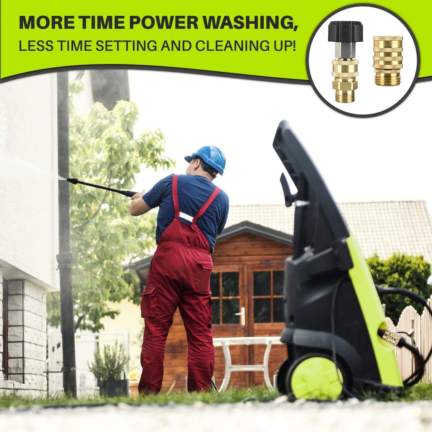 Pressure Washer Quick Connect Adapter Set for Sun Joe SPX Series, M22-15mm to…