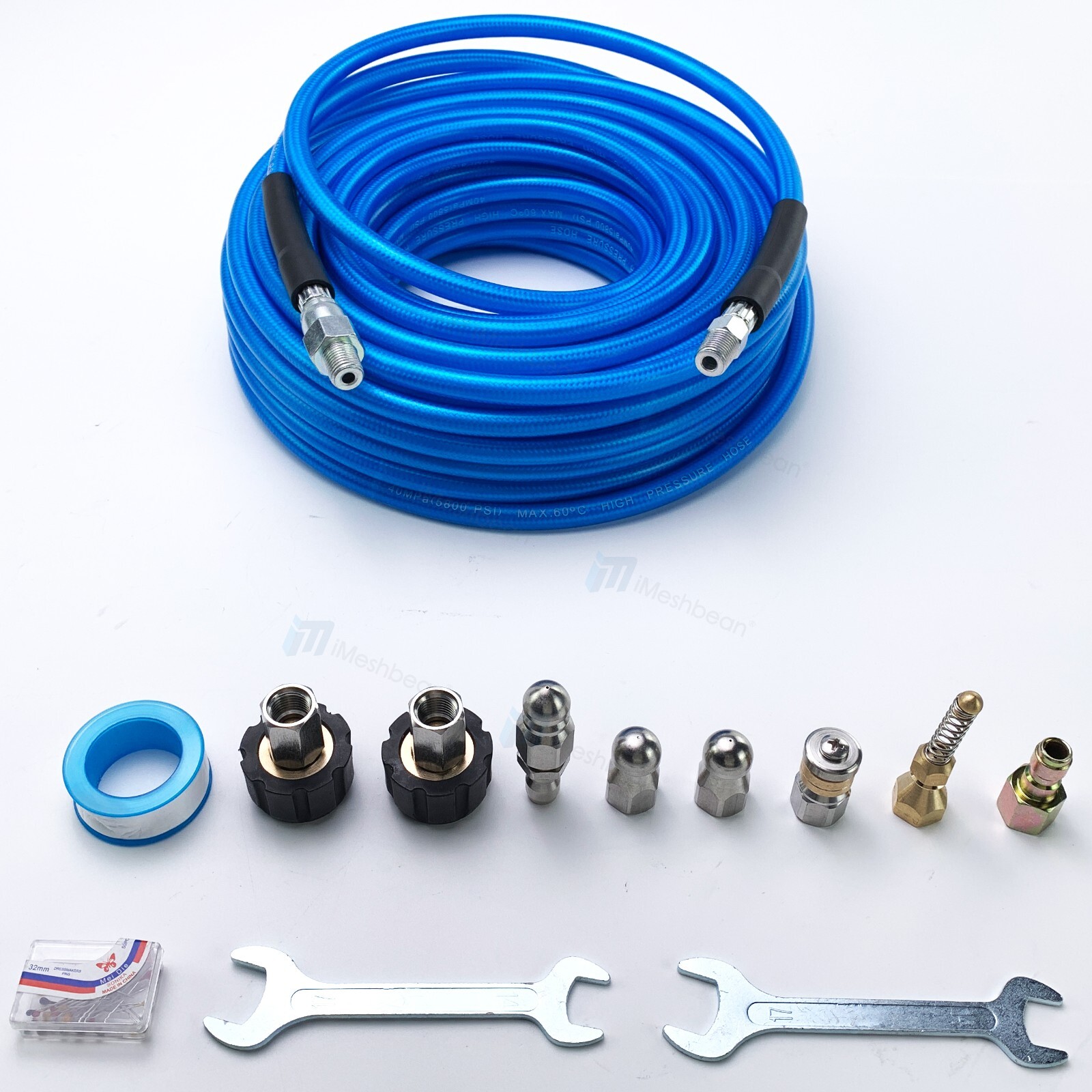 Sewer Line & Drain Jetter Kit 1/4″ x 70FT Hose+ Sewer Nozzle M22 Adapter 5800PSI
