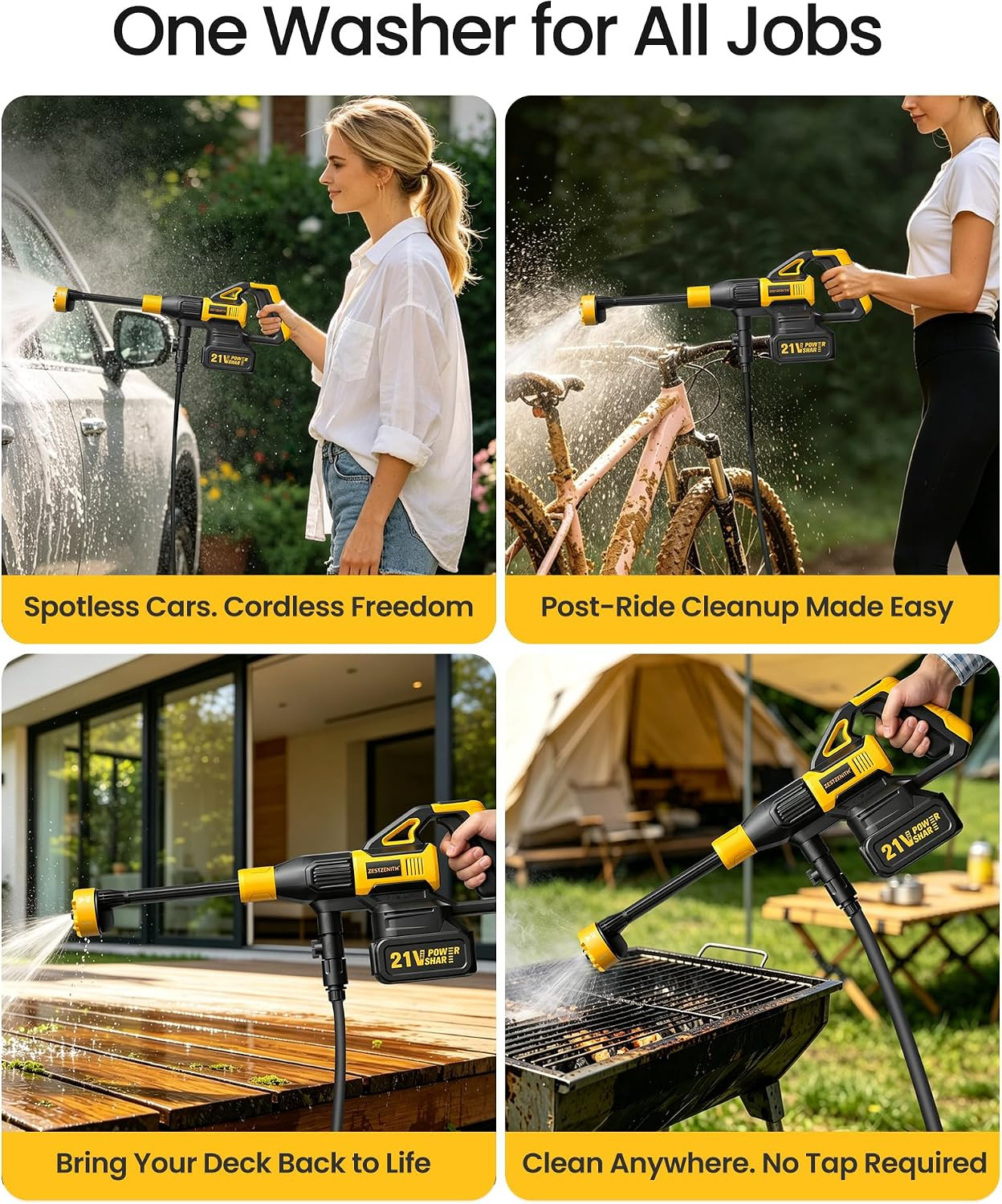 Cordless Portable Washer, Battery Operated Car Washer with 21V Battery & Charger