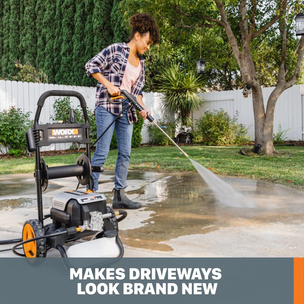 Worx 13 Amp Electric Pressure Washer 2200 PSI with Rolling Cart and 4 Nozzles…