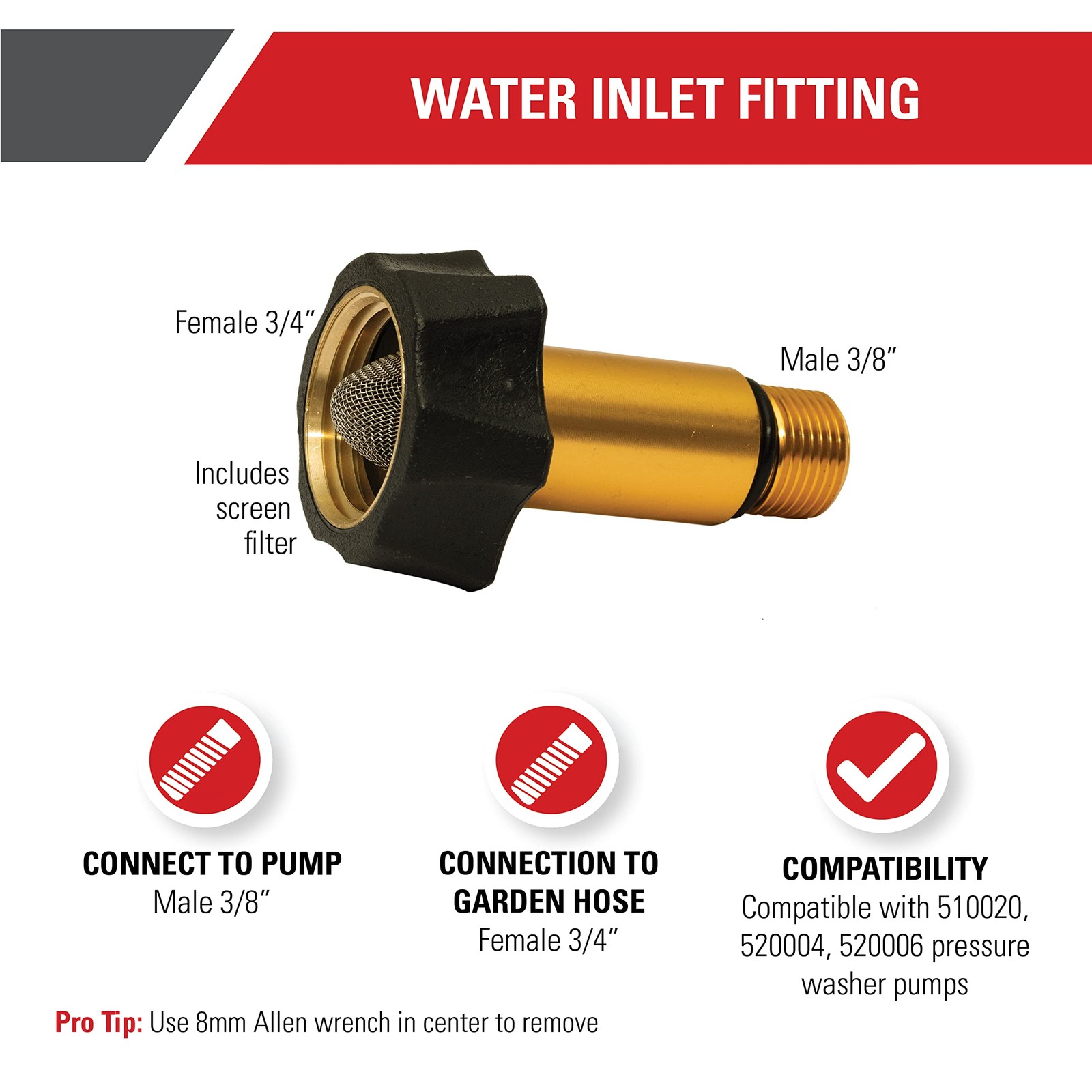 Simpson Cleaning 7110166 Water Inlet Fitting for OEM Technologies Axial Cam P…