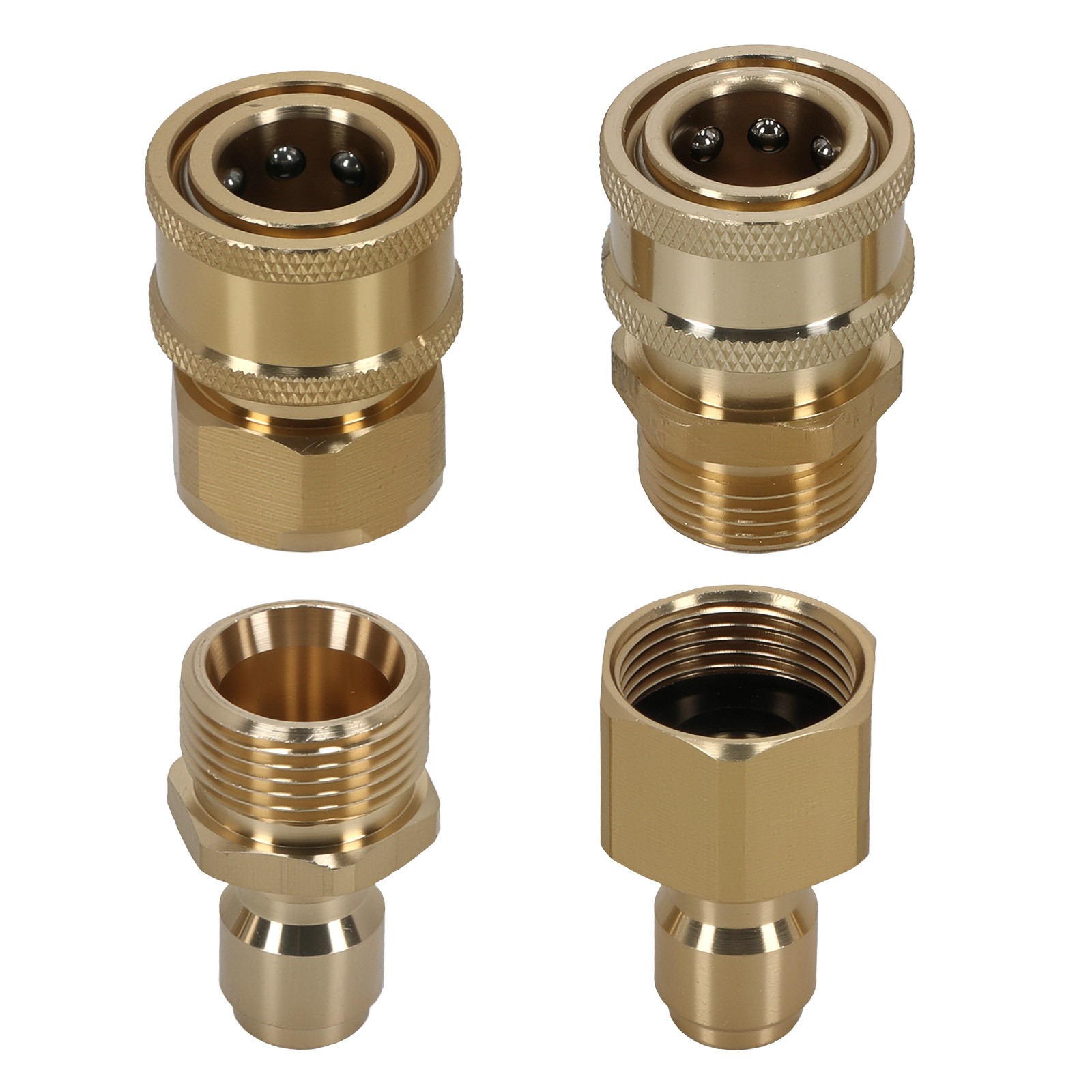 High Pressure Washer Adapter Brass M22-15 Male to 3/8″ QC Connection 4 Pack Set