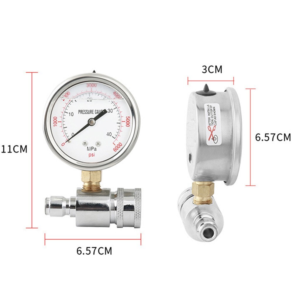 6000 PSI*/Car Pressure Washer Gauge With 3/8 Inch-Quick Connect Socket-And
