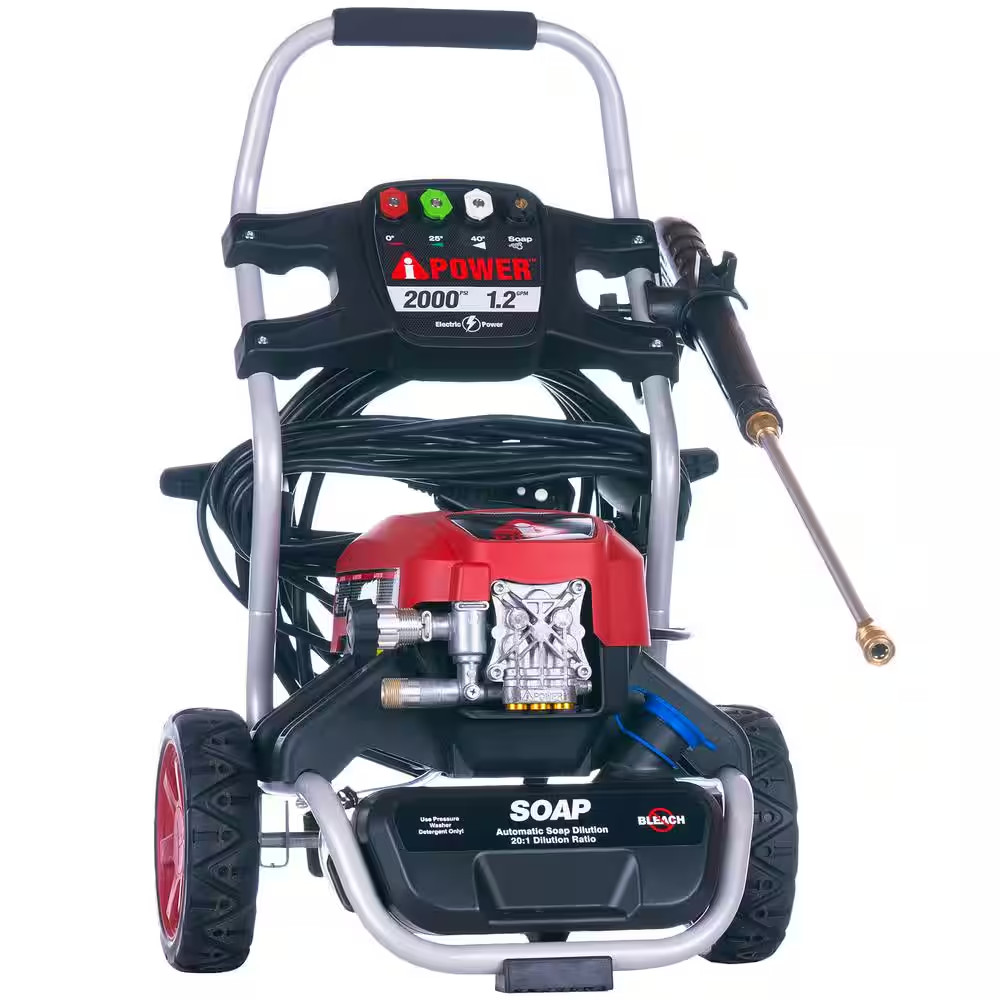 2000 PSI 1.2 GPM 15 Amp Cold Water Pressure Washer with 4-Quick Connect Nozzles