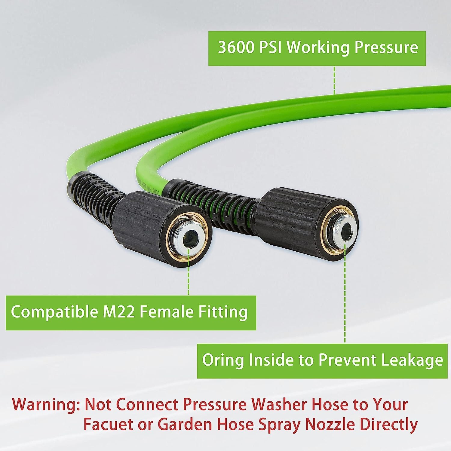 Durable Heavy-Duty Pressure Washer Hose – 3600 PSI – Flexible Power Wash Hose