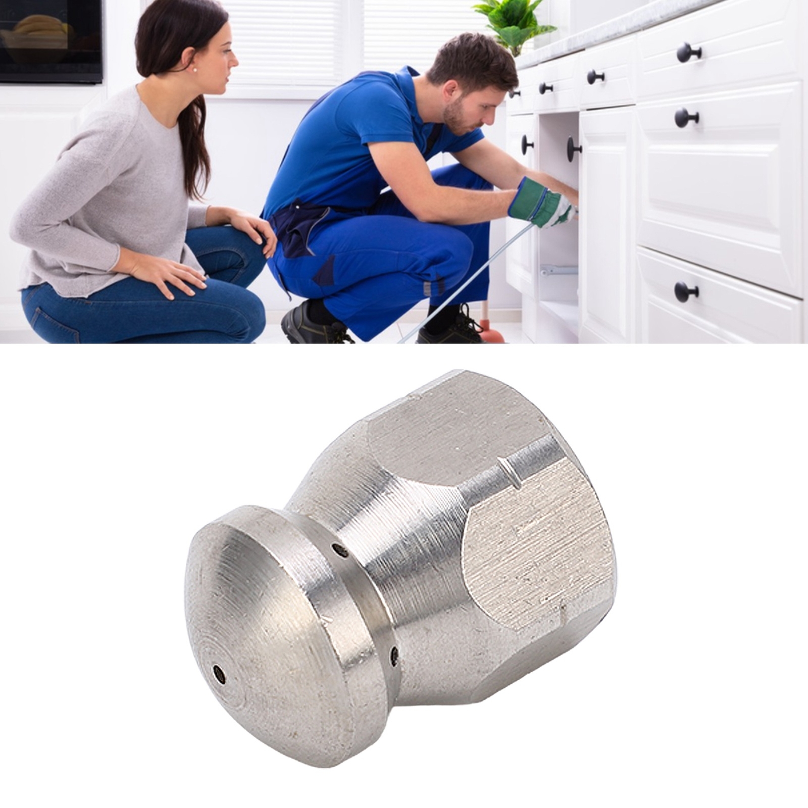 5000PSI 6 Holes G3/8in High Pressure Washer Nozzle Pipe Dredging Cleaning Nozzle